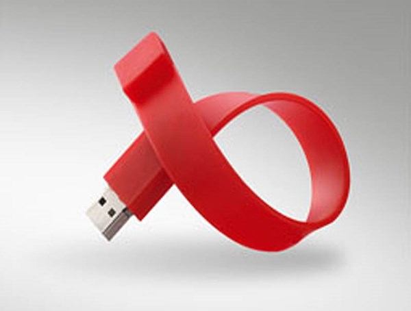 Obrázky: Wristflash USB disk červený náramek 2GB, Obrázek 3