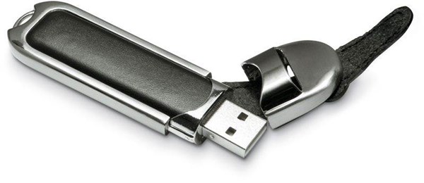 Obrázky: Datashield černé USB, kovově - kožené pouzdro 2GB, Obrázek 2