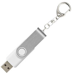 Obrázky: Twister stříbr.-bílý USB flash disk,přívěsek,2GB