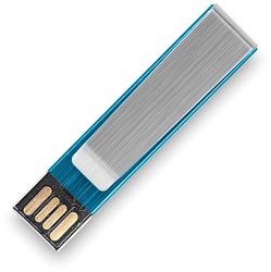 Obrázky: Modrý hliníkový flash disk 2GB s klipem