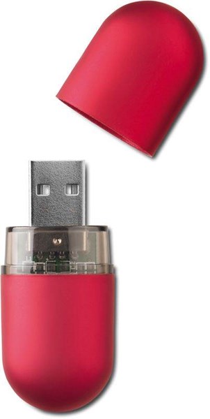 Obrázky: Infocap červený oválný USB flash disk s očkem, 2GB, Obrázek 2