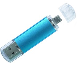 Obrázky: Hliníkový OTG flash disk 2GB s mikro USB, modrý