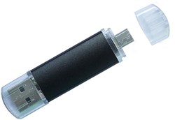 Obrázky: Hliníkový OTG flash disk 2GB s mikro USB, černý