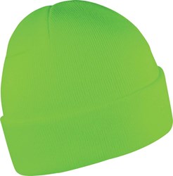 Obrázky: Zimní dvojvrstvá akrylová plet. čepice s lemem neon zelená