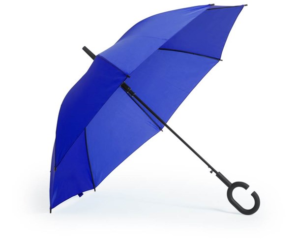 Obrázky: Modrý automatický větru odolný handsfree deštník, Obrázek 3