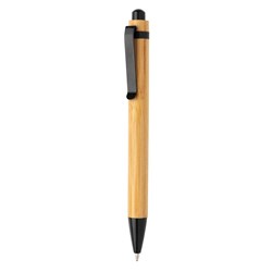 Obrázky: Bambusové pero s kovovým klipem, černá