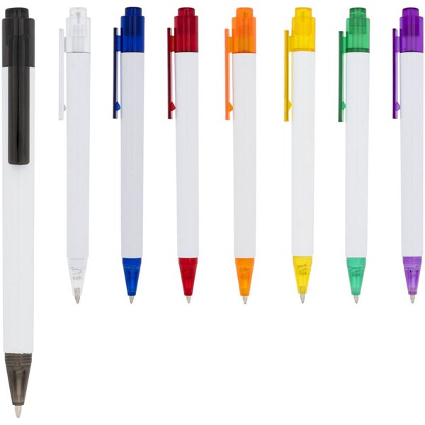 Obrázky: Bílé kuličkové pero s fialovým klipem a špičkou, Obrázek 2