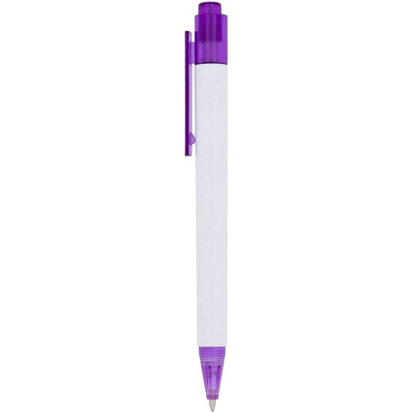 Obrázky: Bílé kuličkové pero s fialovým klipem a špičkou, Obrázek 3