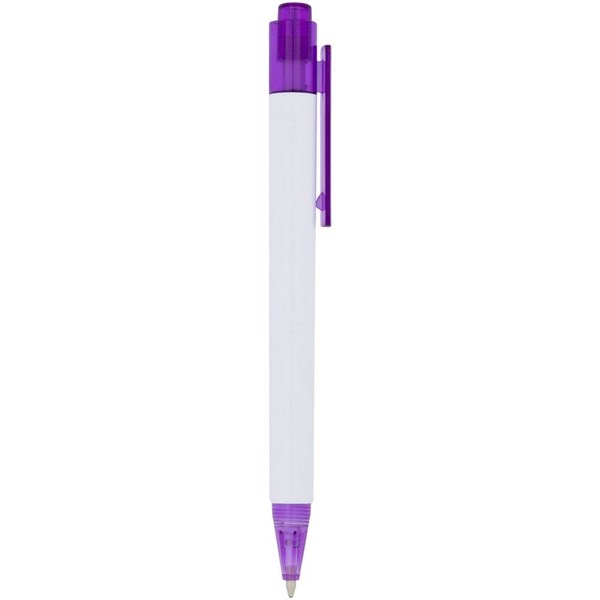 Obrázky: Bílé kuličkové pero s fialovým klipem a špičkou, Obrázek 5