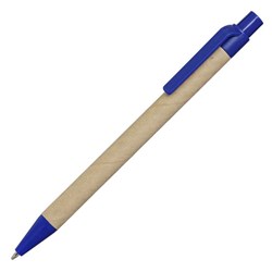 Obrázky: Papírové kuličkové pero s modrými plast. doplňky
