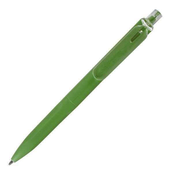 Obrázky: Zelené plastové kuličkové pero s průhledným klipem, Obrázek 2