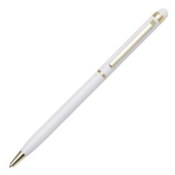 Obrázky: Bílé hliníkové kuličkové pero se stylusem
