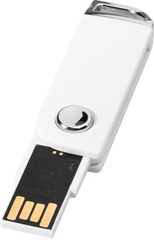 Obrázky: Bílý otočný USB flash disk s úchytem na klíče, 8GB