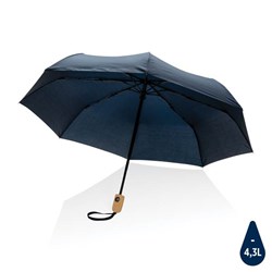 Obrázky: Modrý deštník rPET, zcela automat., bambus. rukojeť