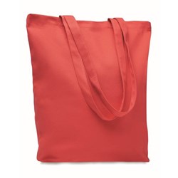 Obrázky: Červená nákupní plátěná taška s dlouhými uchy