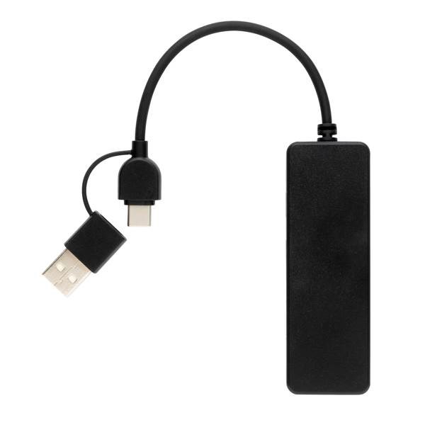 Obrázky: Černý USB rozbočovač z RCS recyklovaného plastu, Obrázek 2