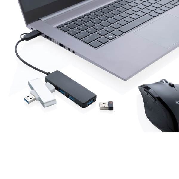 Obrázky: Černý USB rozbočovač z RCS recyklovaného plastu, Obrázek 4