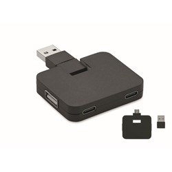 Obrázky: 4portový USB rozbočovač, černý