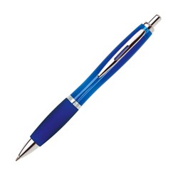 Obrázky: Transparentně modré kuličkové pero OKAY