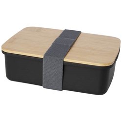 Zobrazit detaily pro Černý obědový box 750ml, bambus. víko, elast. pásek Obrázky: Černý obědový box 750ml, bambus. víko, elast. pásek